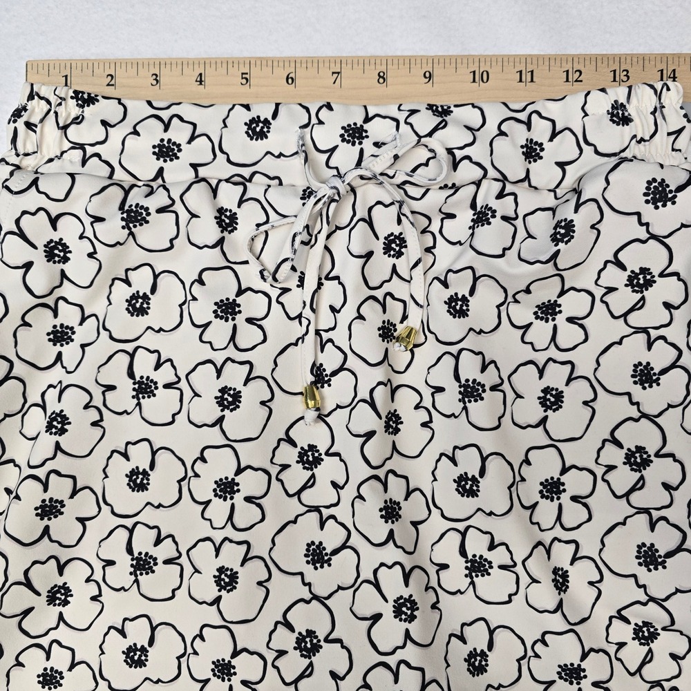 Jess Lea Womens Floral Athletic Skort Cream Black Drawstring Pockets Size Medium - Picture 7 of 8